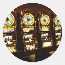 Gambling Machine One Armed Bandit Money Las Vegas Ronde Sticker