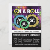 Gambling roulette chips vegas party disco kaart (Voorkant)