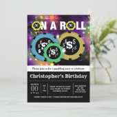 Gambling roulette chips vegas party disco kaart (Staand voorkant)