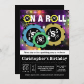 Gambling roulette chips vegas party disco kaart (Voorkant / Achterkant)