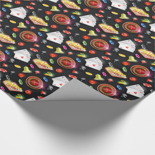 Gambling Roulette Dice Vegas Poker Chips Kaarten Cadeaupapier (Hoek)