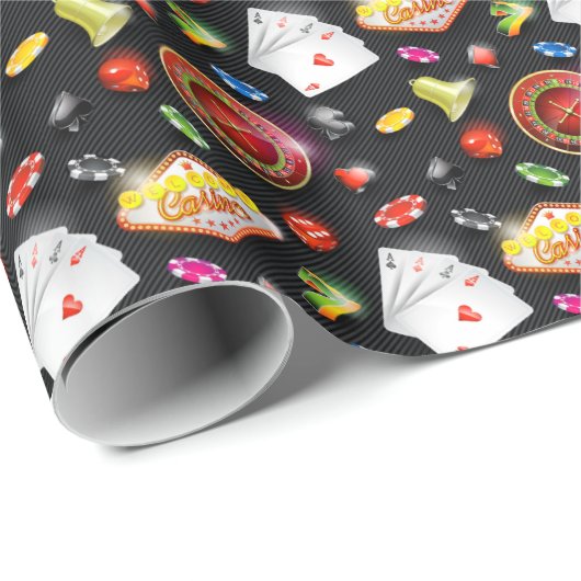 Gambling Roulette Dice Vegas Poker Chips Kaarten Cadeaupapier (Rol Hoek)