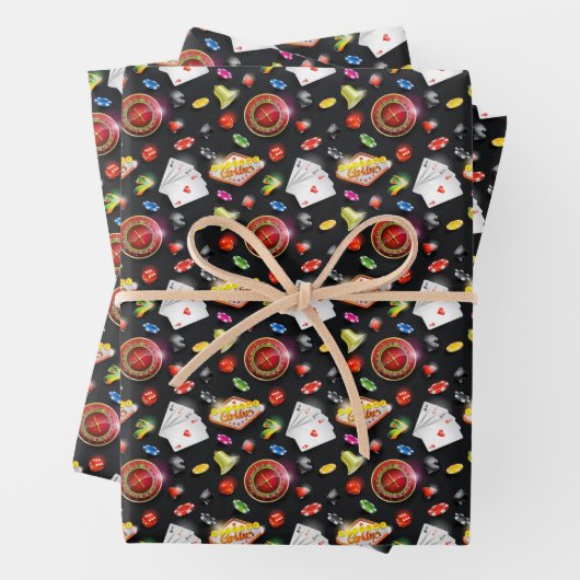 Gambling Roulette Dice Vegas Poker Chips Kaarten Inpakpapier Vel (In situ)