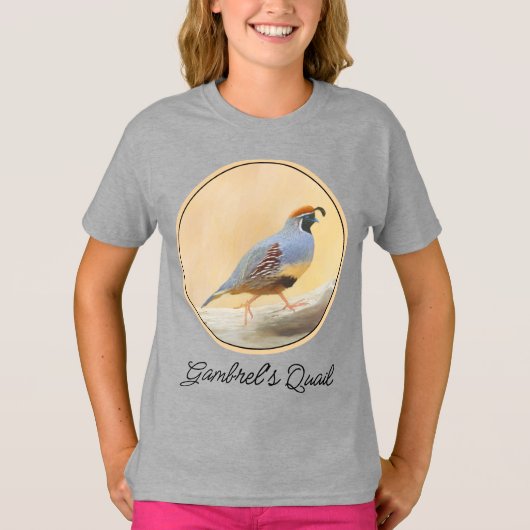 Gambrel's Quail Painting Original Bird Art T-Shirt (Voorkant)