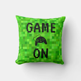 GAME AAN | Groene gamerpixels op maat Kussen