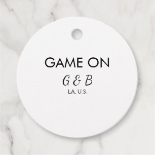 Game aan het toevoegen van koppelnaam bruiloft fee bedankjes labels
