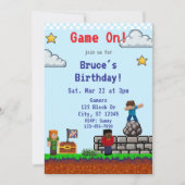 Game Aan! Pixel Blok Spel Verjaardag Kaart (Voorkant)