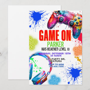 Game aan, Videospelletjes feestje, Jongens verjaar Kaart