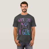 GAME ALS EEN MEISJE Retro videogame-controller lie T-shirt (Voorkant volledig)