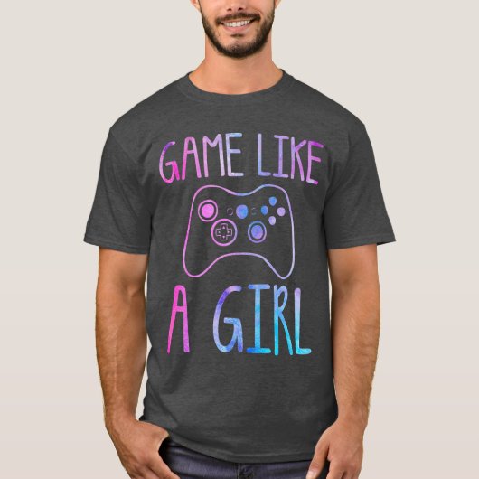 GAME ALS EEN MEISJE Retro videogame-controller lie T-shirt (Voorkant)