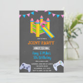 Game and bounce house joint party kaart (Staand voorkant)