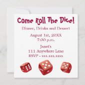 Game and Bunco Dice Invitation Kaart (Achterkant)