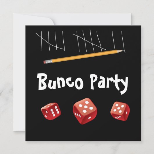 Game and Bunco Dice Invitation Kaart (Voorkant)