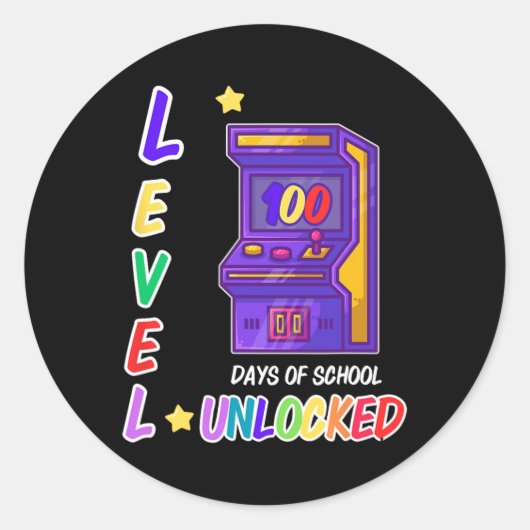 Game Arcade Controller Level 100 dagen van School Ronde Sticker (Voorkant)
