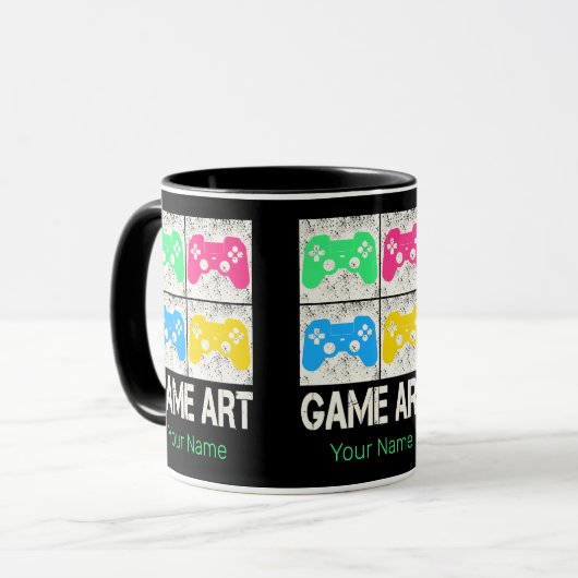 Game Art  Gamepad Retro Controller Gamers Mok (Voorkant links)