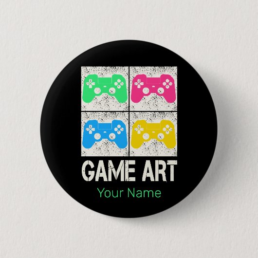 Game Art  Gamepad Retro Controller Gamers Ronde Button 5,7 Cm (Voorkant)