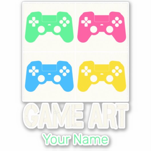 Game Art  Gamepad Retro Controller Gamers Sticker (Voorkant)