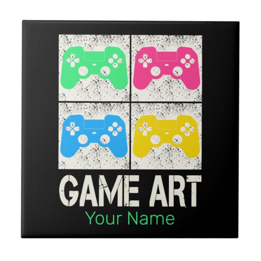 Game Art  Gamepad Retro Controller Gamers Tegeltje (Voorkant)