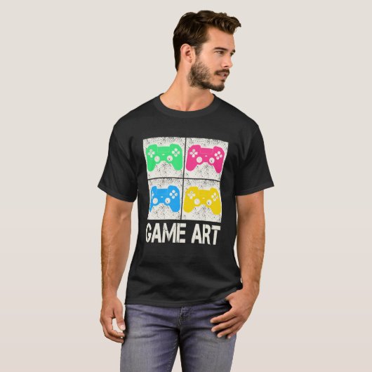Game art  Gamepad voor retro gamers en nerd T-shirt (Voorkant volledig)