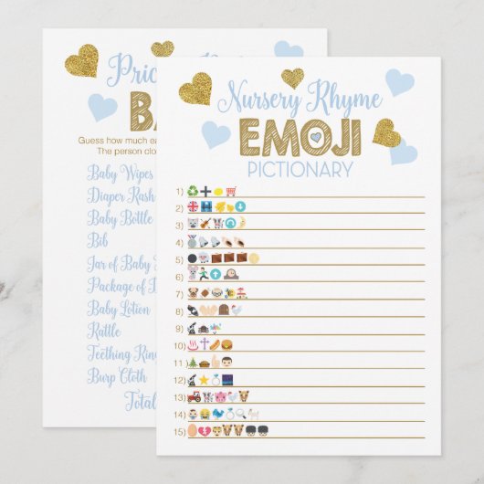 Game Baby shower Nursery Rhyme & Price heeft gelij Kaart (Voorkant / Achterkant)