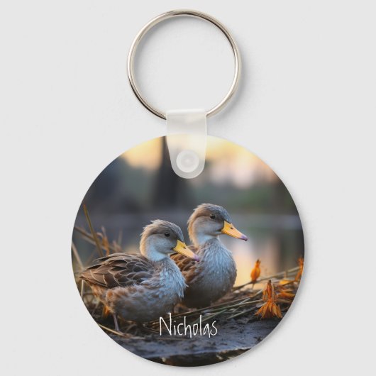 Game Bird Ducks Friends Forever Naam aanpassen Sleutelhanger (Voorkant)