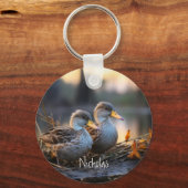 Game Bird Ducks Friends Forever Naam aanpassen Sleutelhanger (Voorkant)