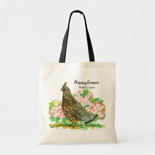 Game Bird Ruffed Grouse Mountain Laurel Flowers Tote Bag (Voorkant)