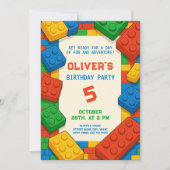 Game Building Blocks Verjaardagsfeest Kaart (Voorkant)