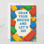 Game Building Blocks Verjaardagsfeest Kaart (Achterkant)