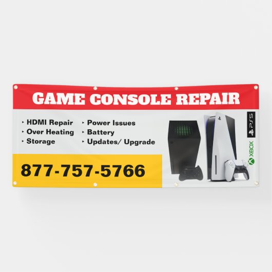 Game Console Reparatie Winkelbanner Spandoek (Horizontaal)