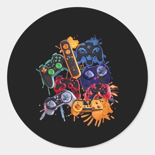 Game Control Alle Dingen Video Game Controller Ronde Sticker (Voorkant)