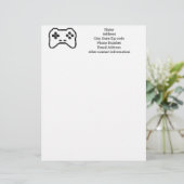 Game Controller Black White 8bit Video Game Style Briefhoofd (Staand voorkant)