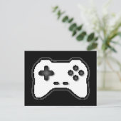 Game Controller Black, witte 8-bits videospelstijl Briefkaart (Staand voorkant)