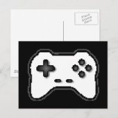 Game Controller Black, witte 8-bits videospelstijl Briefkaart (Voorkant / Achterkant)