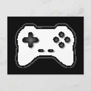 Game Controller Black, witte 8-bits videospelstijl Briefkaart