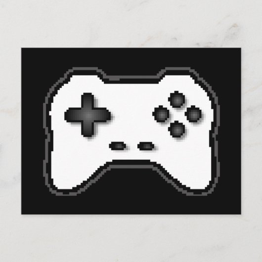 Game Controller Black, witte 8-bits videospelstijl Briefkaart (Voorkant)