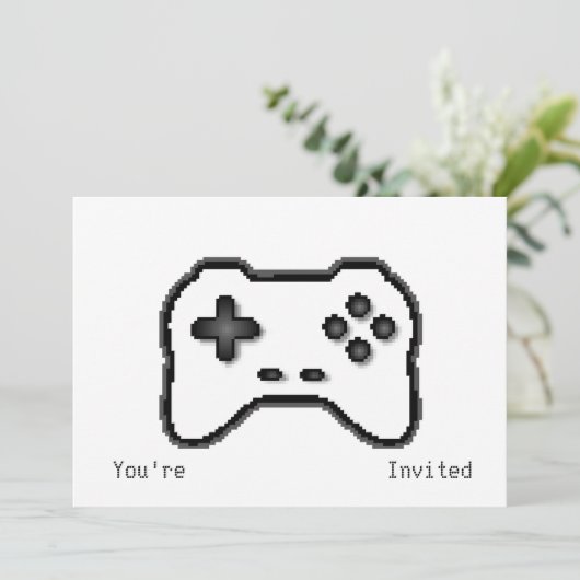 Game Controller Black, witte 8-bits videospelstijl Kaart (Staand voorkant)