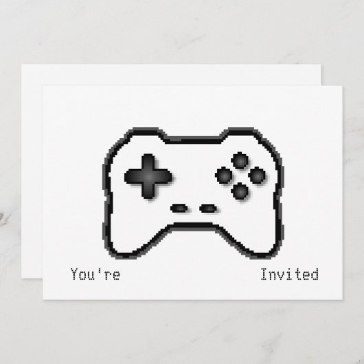 Game Controller Black, witte 8-bits videospelstijl Kaart (Voorkant / Achterkant)