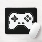 Game Controller Black, witte 8-bits videospelstijl Muismat (Met muis)