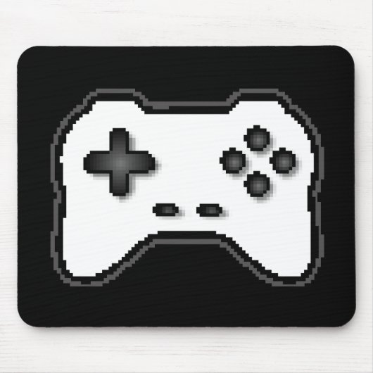 Game Controller Black, witte 8-bits videospelstijl Muismat (Voorkant)