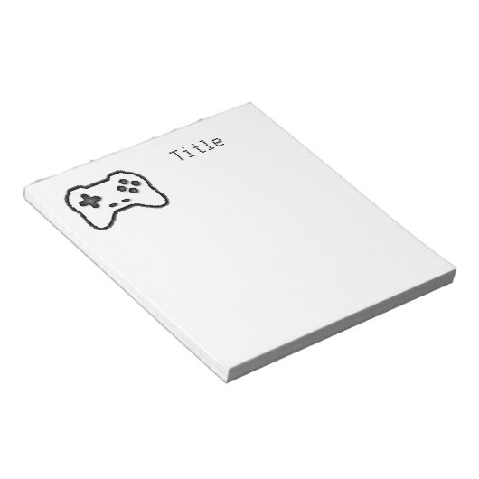 Game Controller Black, witte 8-bits videospelstijl Notitieblok (Schuin)