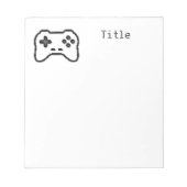 Game Controller Black, witte 8-bits videospelstijl Notitieblok (Voorkant)