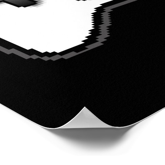 Game Controller Black, witte 8-bits videospelstijl Poster (Hoek)