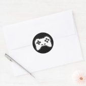 Game Controller Black, witte 8-bits videospelstijl Ronde Sticker (Envelop)