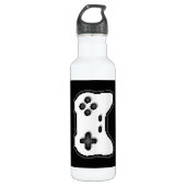 Game Controller Black, witte 8-bits videospelstijl Waterfles (Voorkant)
