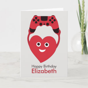 Game Controller en een Heart Geek Gamer verjaardag Kaart