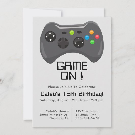 Game Controller Gamer Theme Boys Birthday Party Kaart (Voorkant)