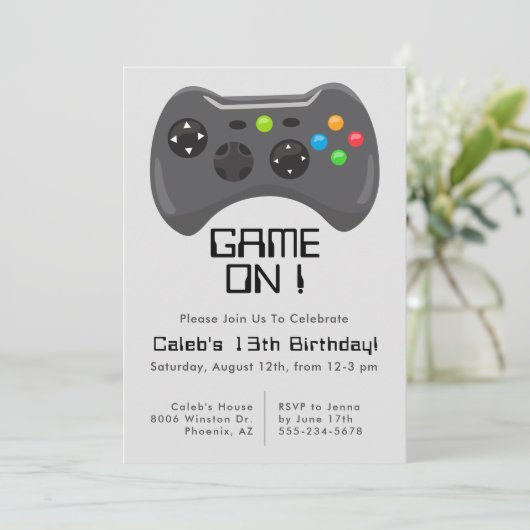 Game Controller Gamer Theme Boys Birthday Party Kaart (Staand voorkant)