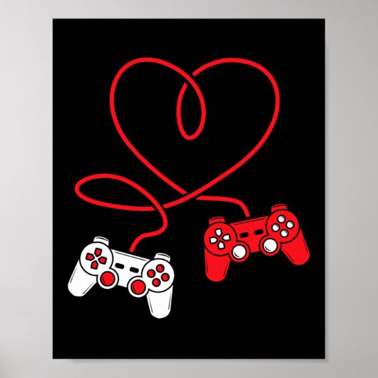Game Controller Hart Grappig Valentijnsdag Boy &am Poster (Voorkant)