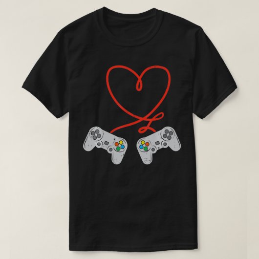 Game Controller Hartslag Mannen Valentijnsdag Game T-shirt (Design voorkant)